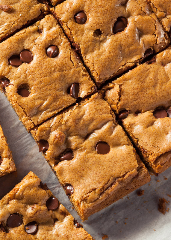 photo of finished Chocolate Chip Whole-Grain Blondies with Pecans recipe